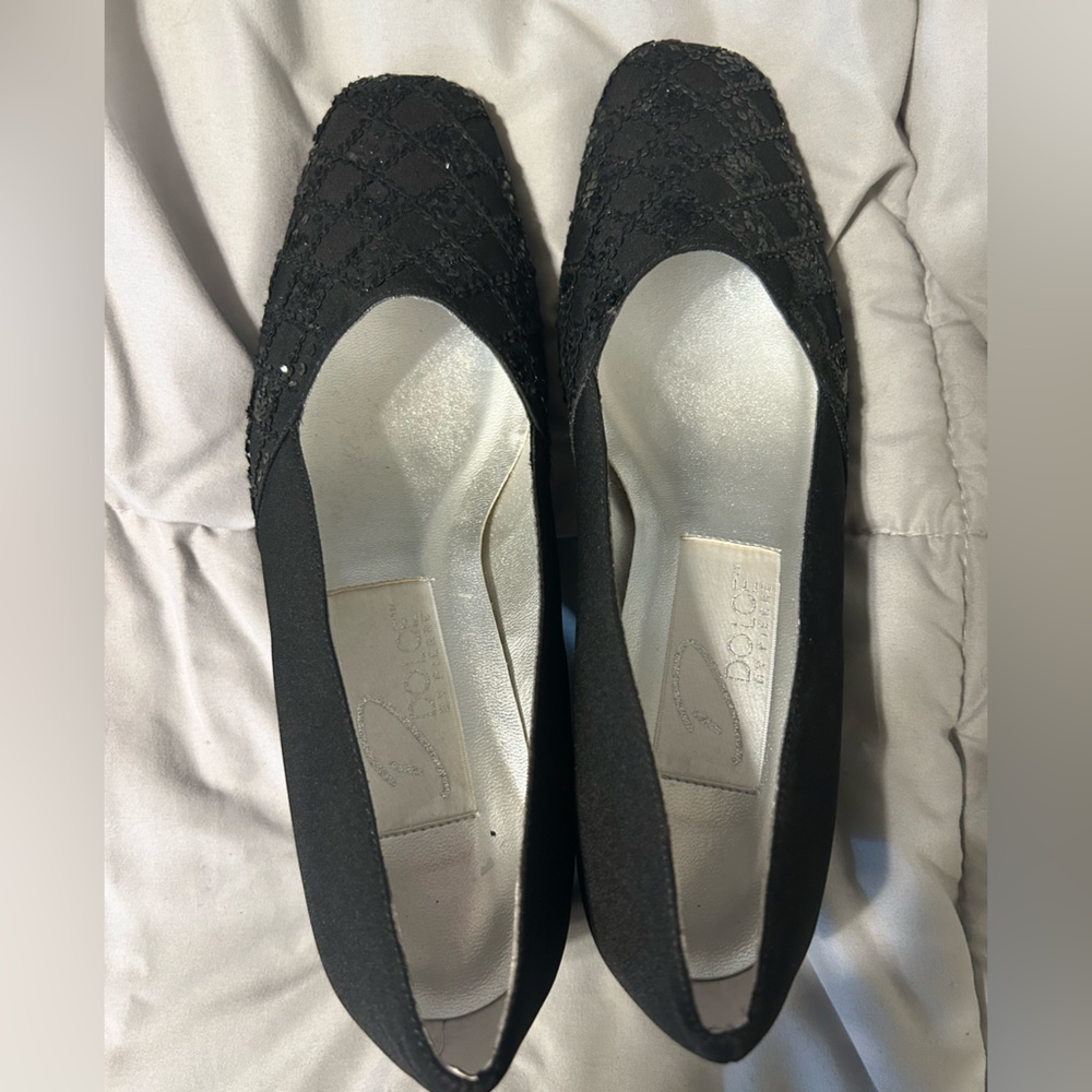 Dolce By Pierre Black Dress Shoes With Sequins Size 6